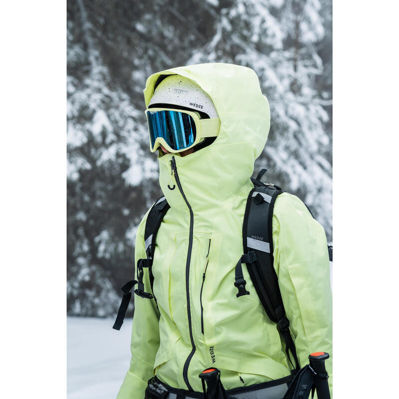 Chaqueta de esquí y nieve impermeable mujer FR100 flúor