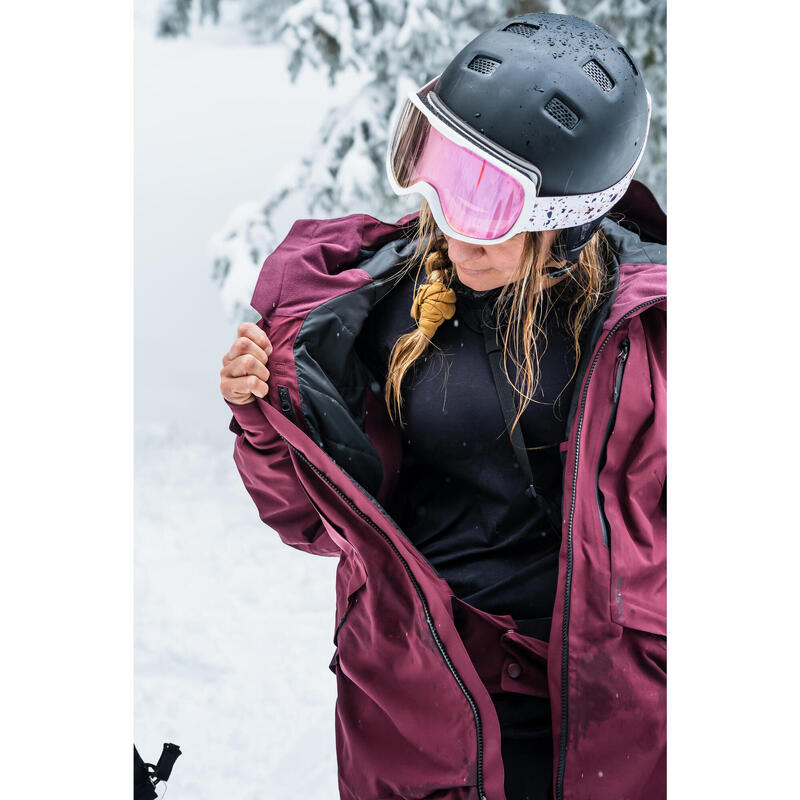 Veste de ski polyvalente et chaude femme, FR 100 bordeaux