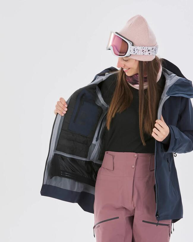 Ski-jas voor dames FR 500 marineblauw