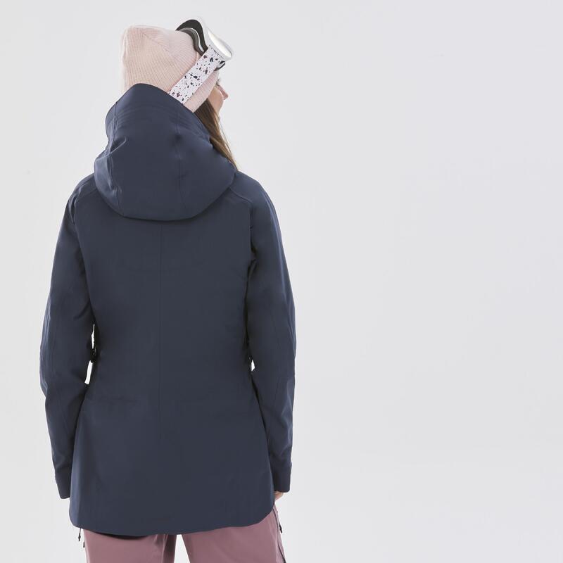 Veste de ski et snowboard chaude et respirante femme, FR 500 bleu marine