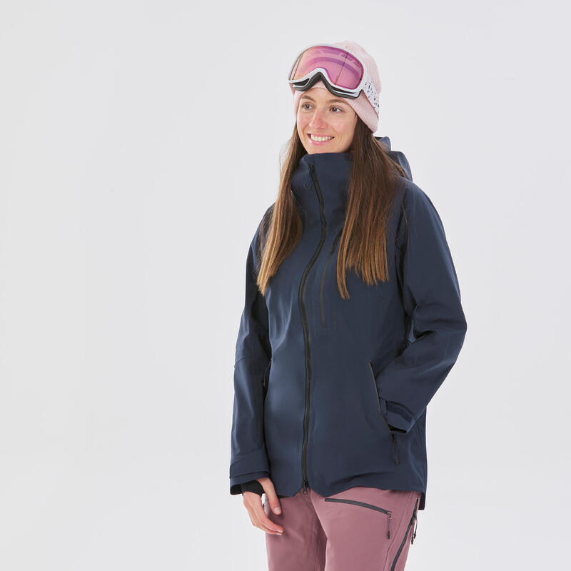 Ski-jas voor dames FR500 marineblauw