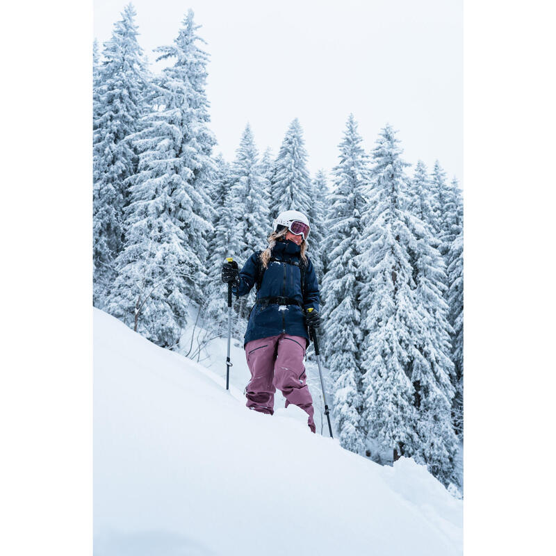 Veste de ski chaude et respirante femme, FR 500 bleu marine
