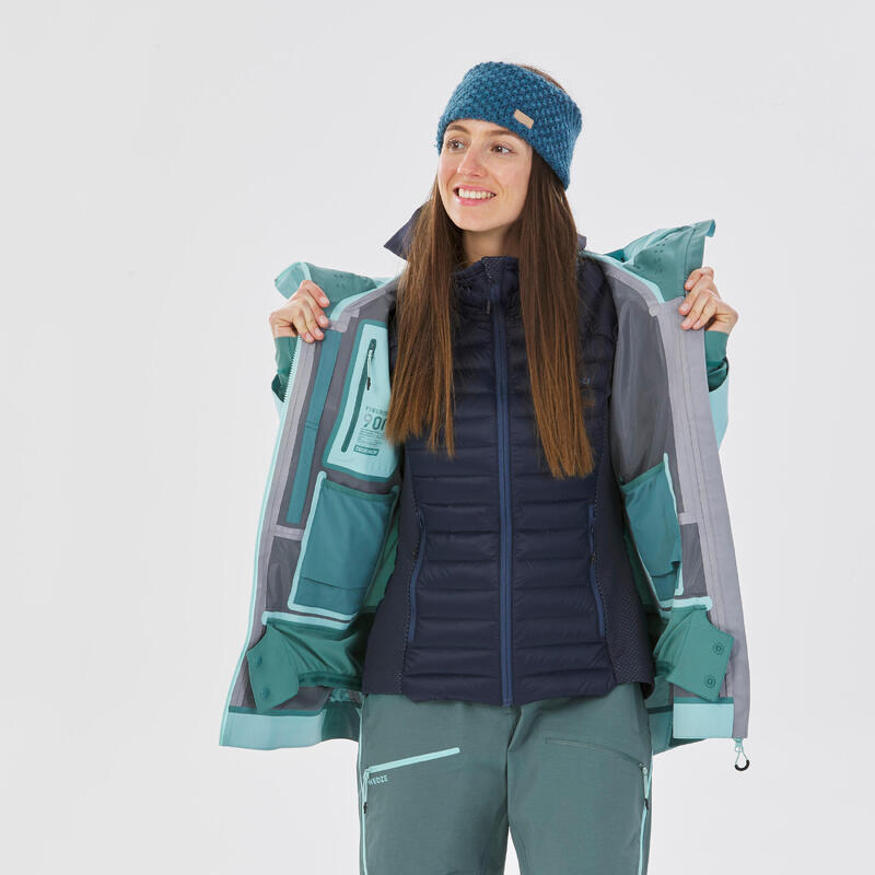 Chaqueta de Esquí y nieve impermeable Mujer Wedze FR900 Turquesa