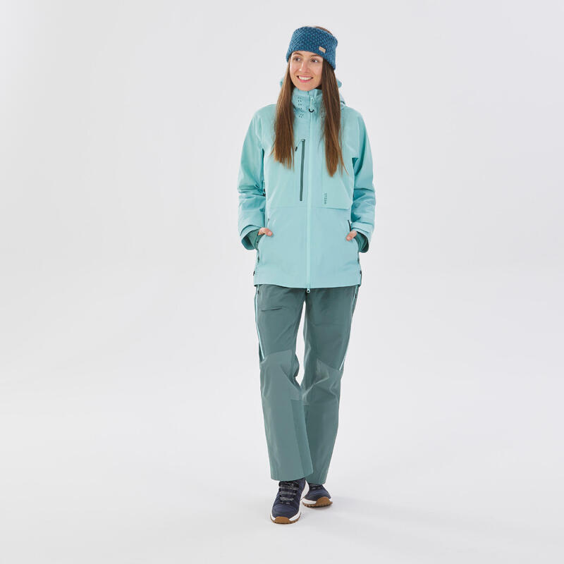 Calças jardineiras de ski mulher - FR900 - verde