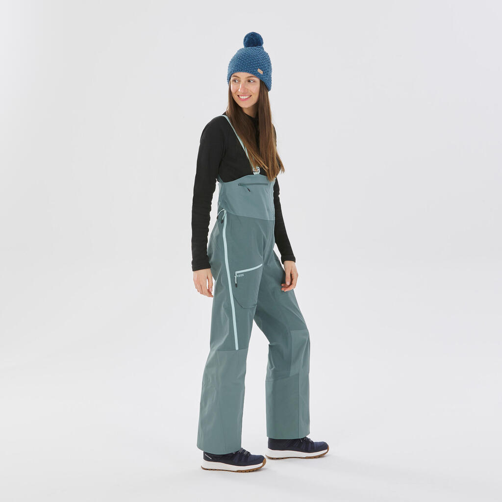 Women's Ski Salopette Trousers FR900 - Light Blue