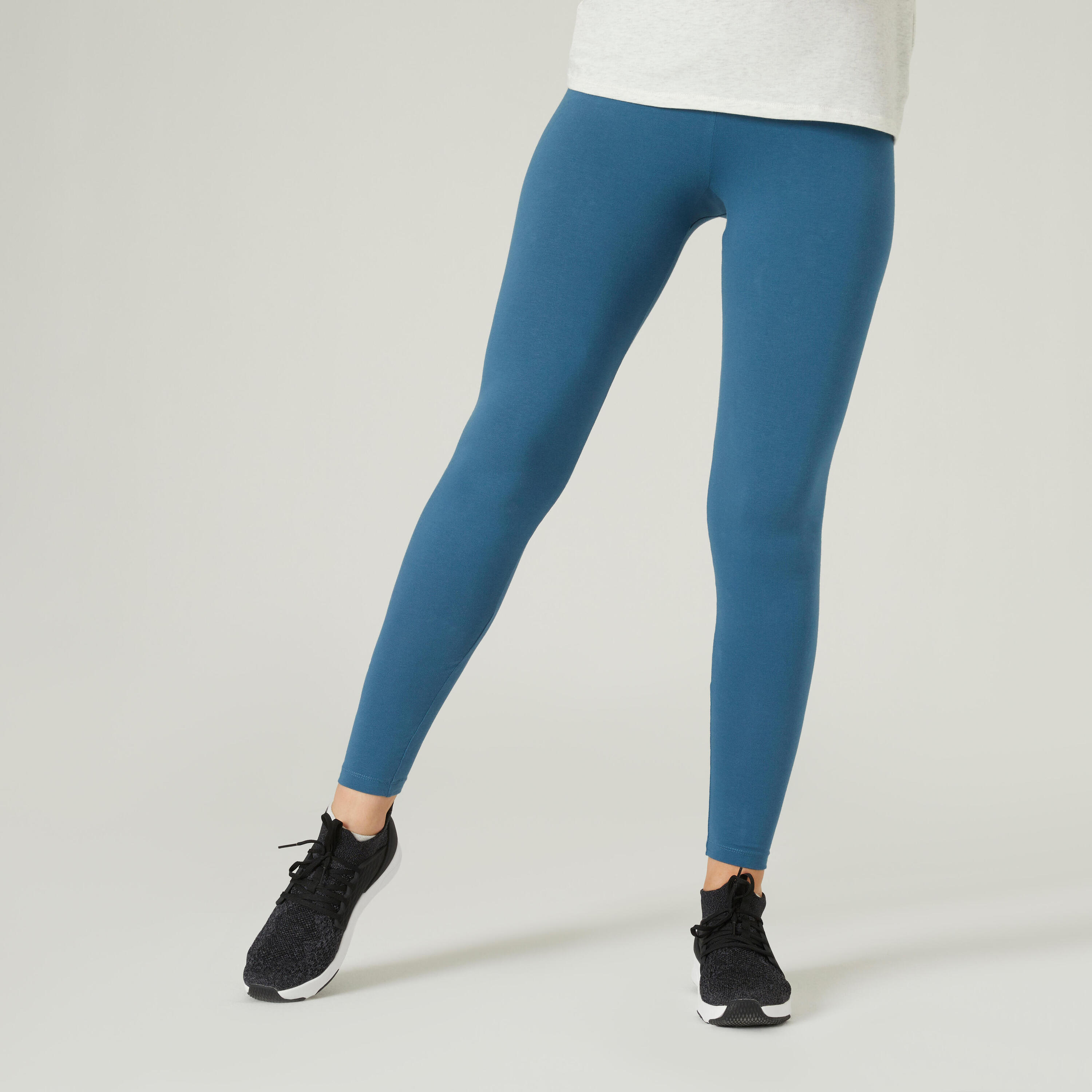 DOMYOS Women's Slim-Fit Fitness Leggings Fit+ 500 - Blue/Grey