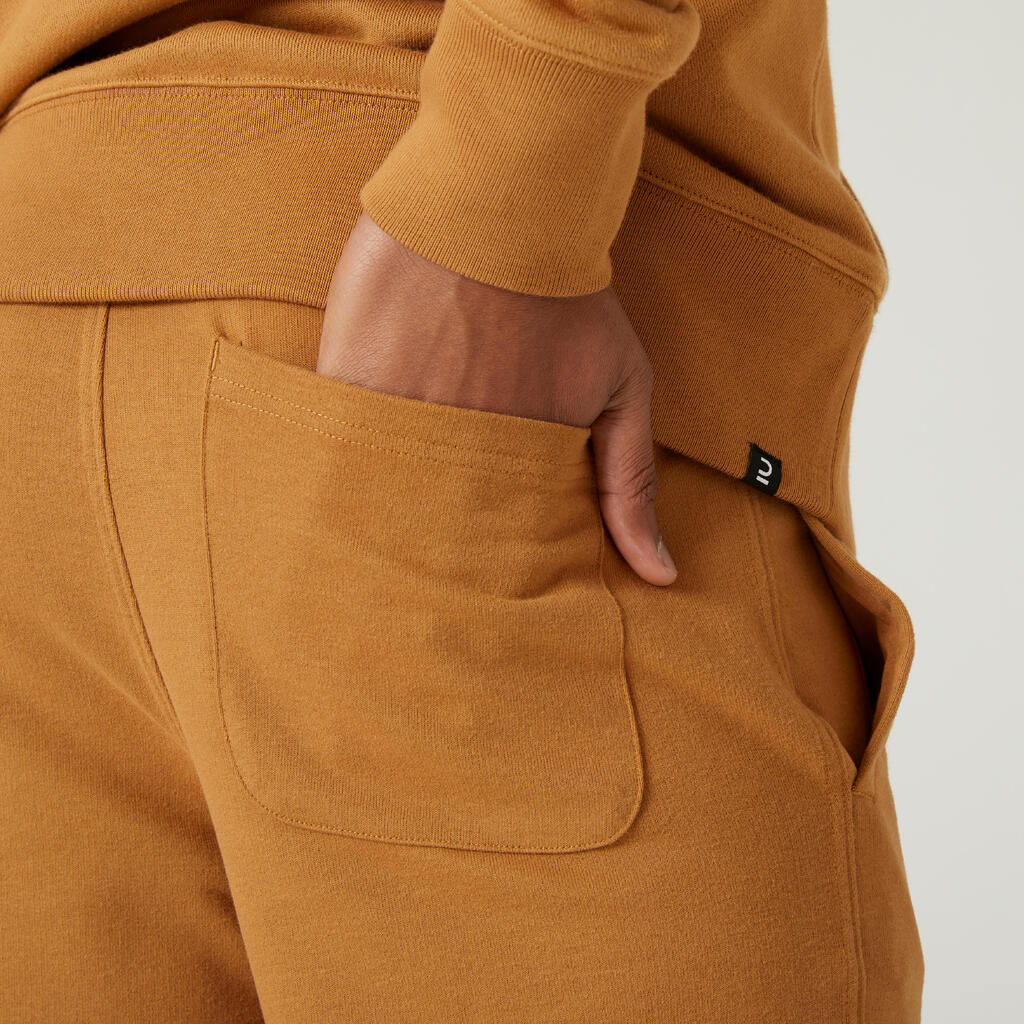 Pantalon jogging fitness regular homme, marron caramel
