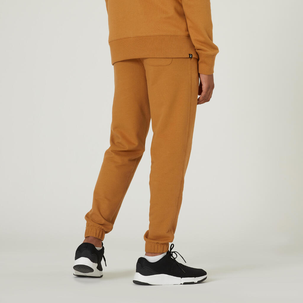 Pantalon jogging fitness regular homme, marron caramel