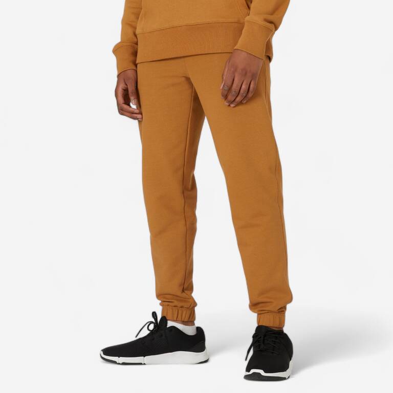 Men's Trackpant Jogger Regular Fit 500 For Gym- Hazelnut Brown