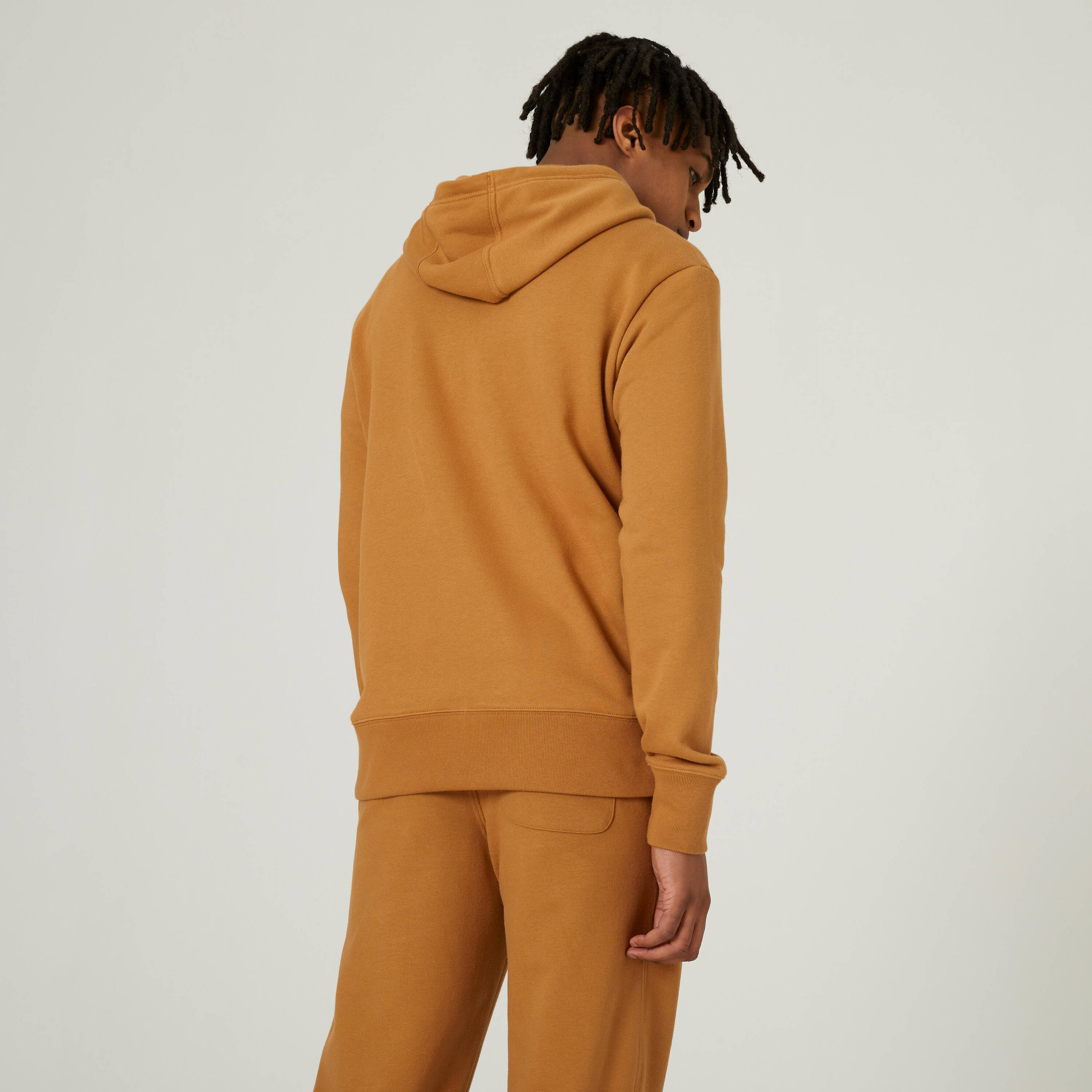 Mens Sweatshirt With Hood 500 Essentials For Gym-Hazelnut -  4