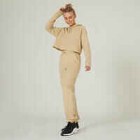 Women's Cropped Fitness Hoodie 520 - Beige