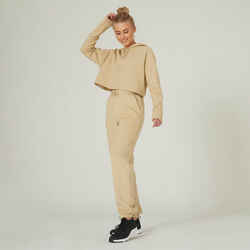 Women's Fitness Cropped Hoodie 520 - Beige