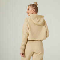 Women's Cropped Fitness Hoodie 520 - Beige