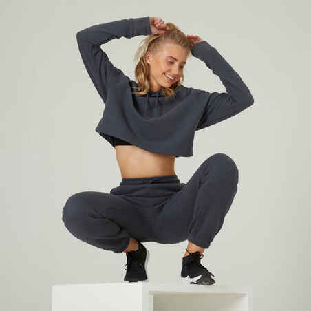 Women's Fitness Cropped Hoodie 520 - Blue