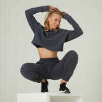 Women's Fitness Cropped Hoodie 520 - Abyss Grey