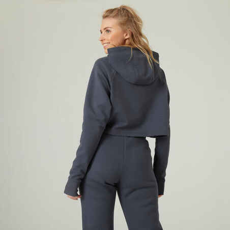 Women's Fitness Cropped Hoodie 520 - Abyss Grey