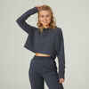 Kapuzenpullover Damen Crop - 520 dunkelgrau 