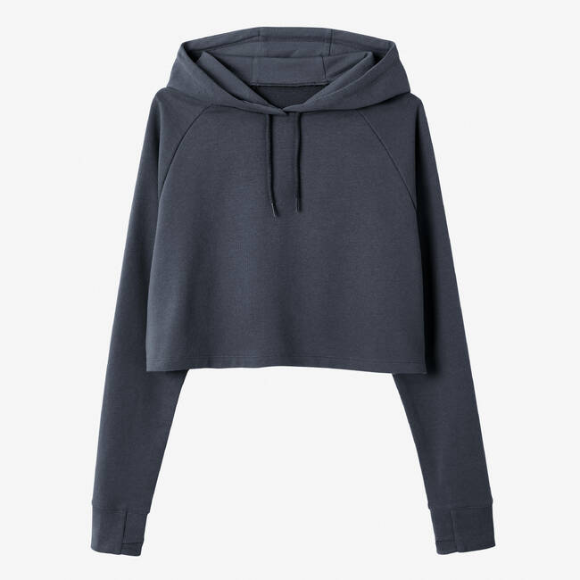 Women's Gym Cotton Blend Crop Hoodie Sweatshirt 520- Abyss Grey