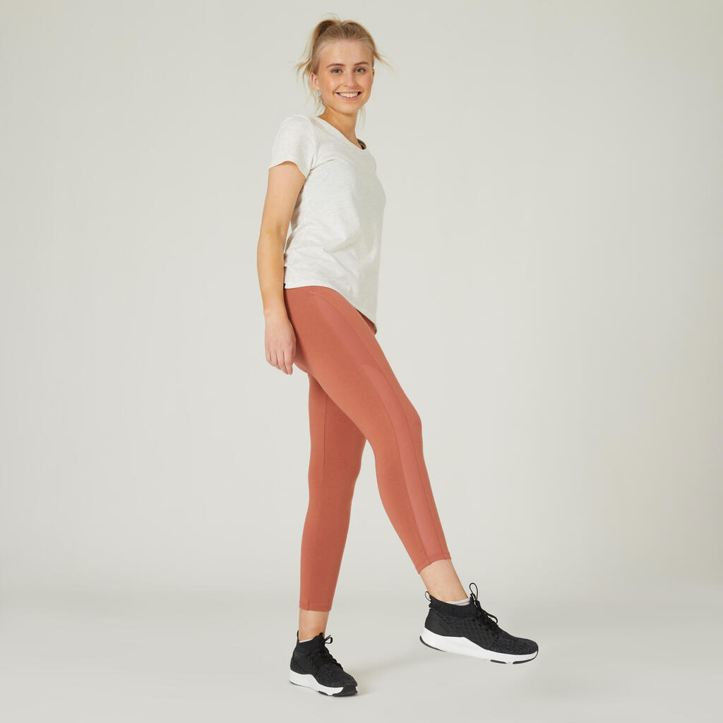 Stretchy 7/8 Cotton Fitness Leggings - Burgundy