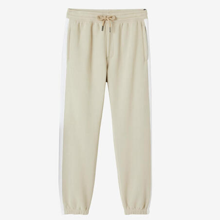 Pantalon jogging fitness homme synthétique coupe droite - Beige