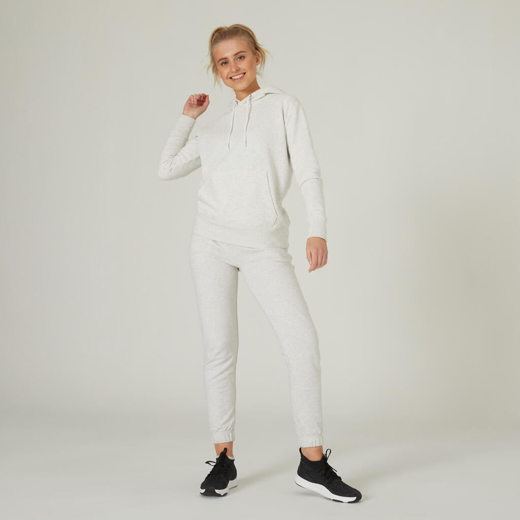 Women's Fitness Long Hoodie Essentials 500 - Off-White