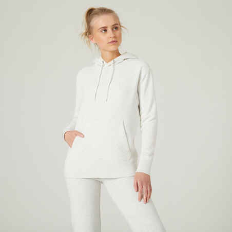 Women's Fitness Long Hoodie Essentials 500 - Off-White