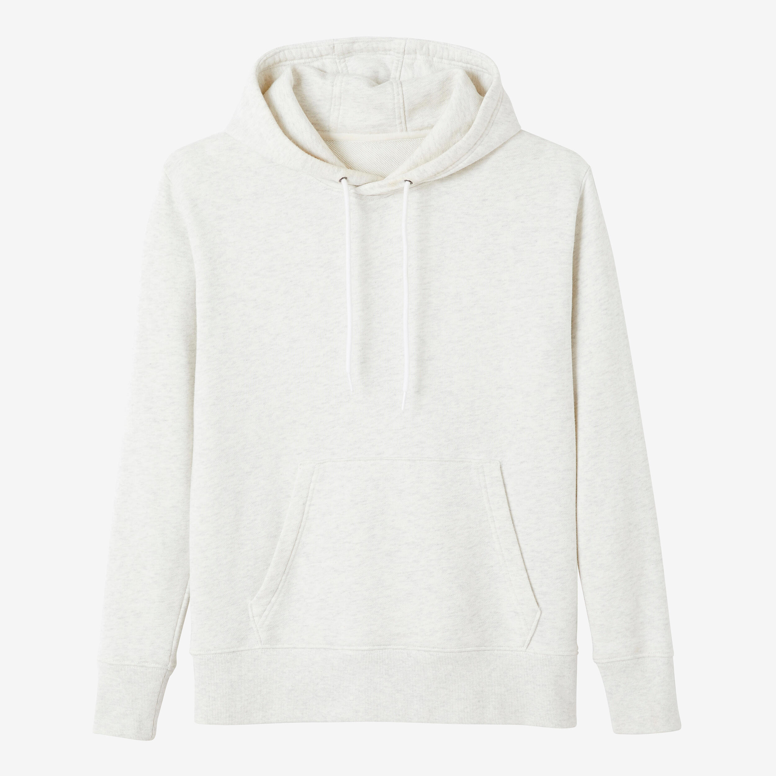 Sweat à capuche en coton fitness femme, blanc coton 12/15