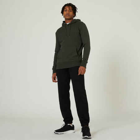 Men's Fitness Hoodie 500 Essentials - Dark Green