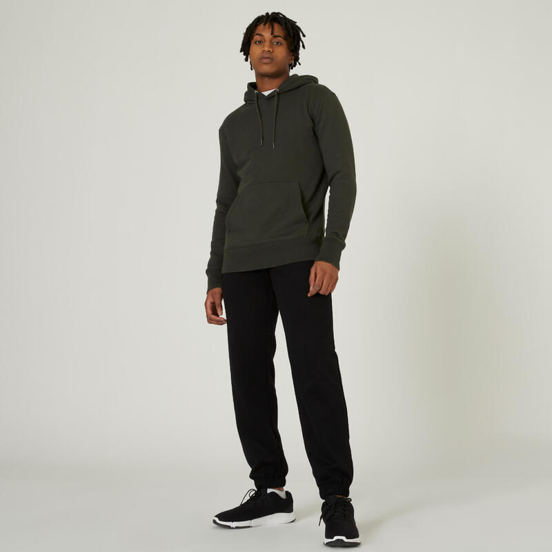 Sweat à capuche Fitness homme - 500 Essentials vert foncé