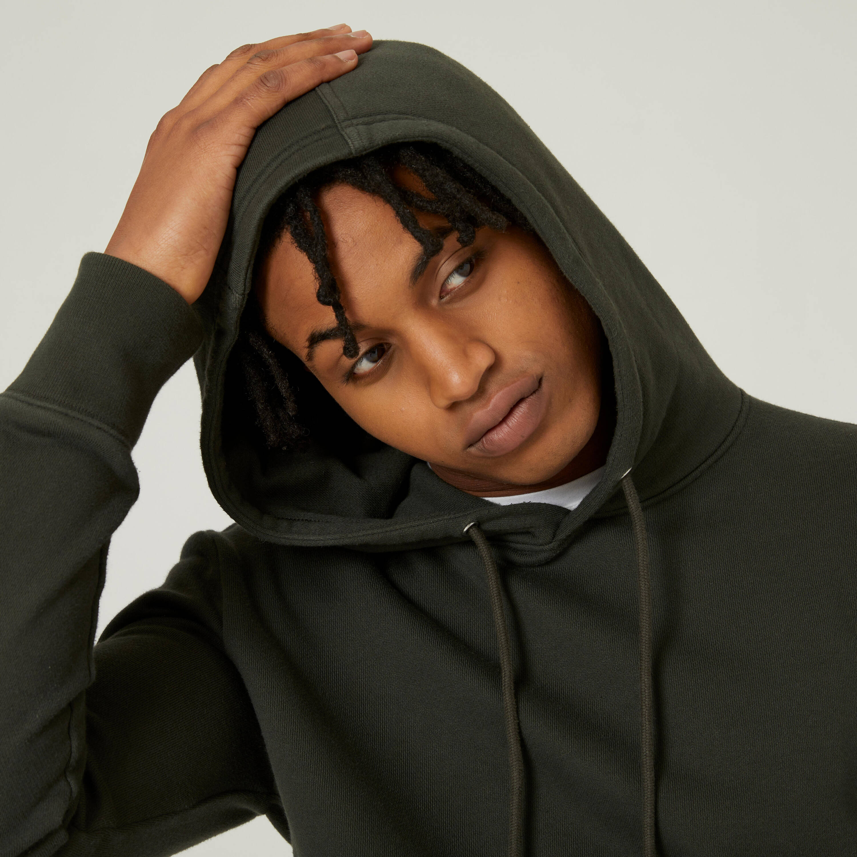 Mens Sweatshirt With Hood 500 Essentials For Gym-Dark Green -  4