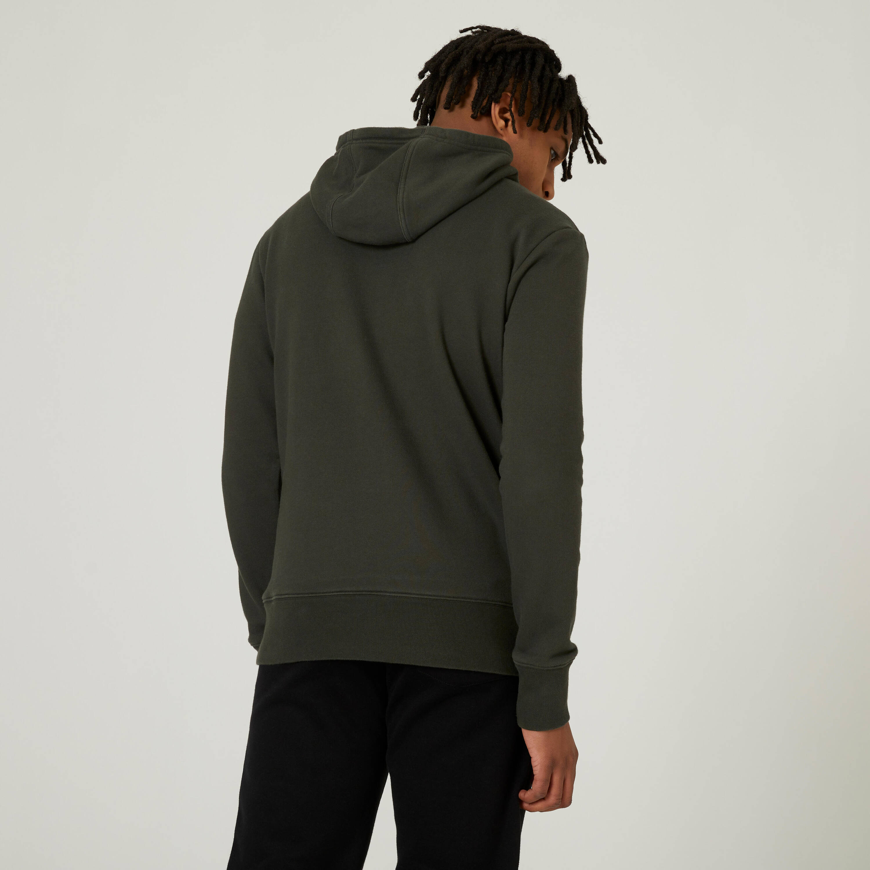 Mens Sweatshirt With Hood 500 Essentials For Gym-Dark Green -  2