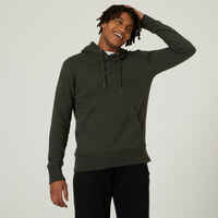 Men's Fitness Hoodie 500 Essentials - Dark Green