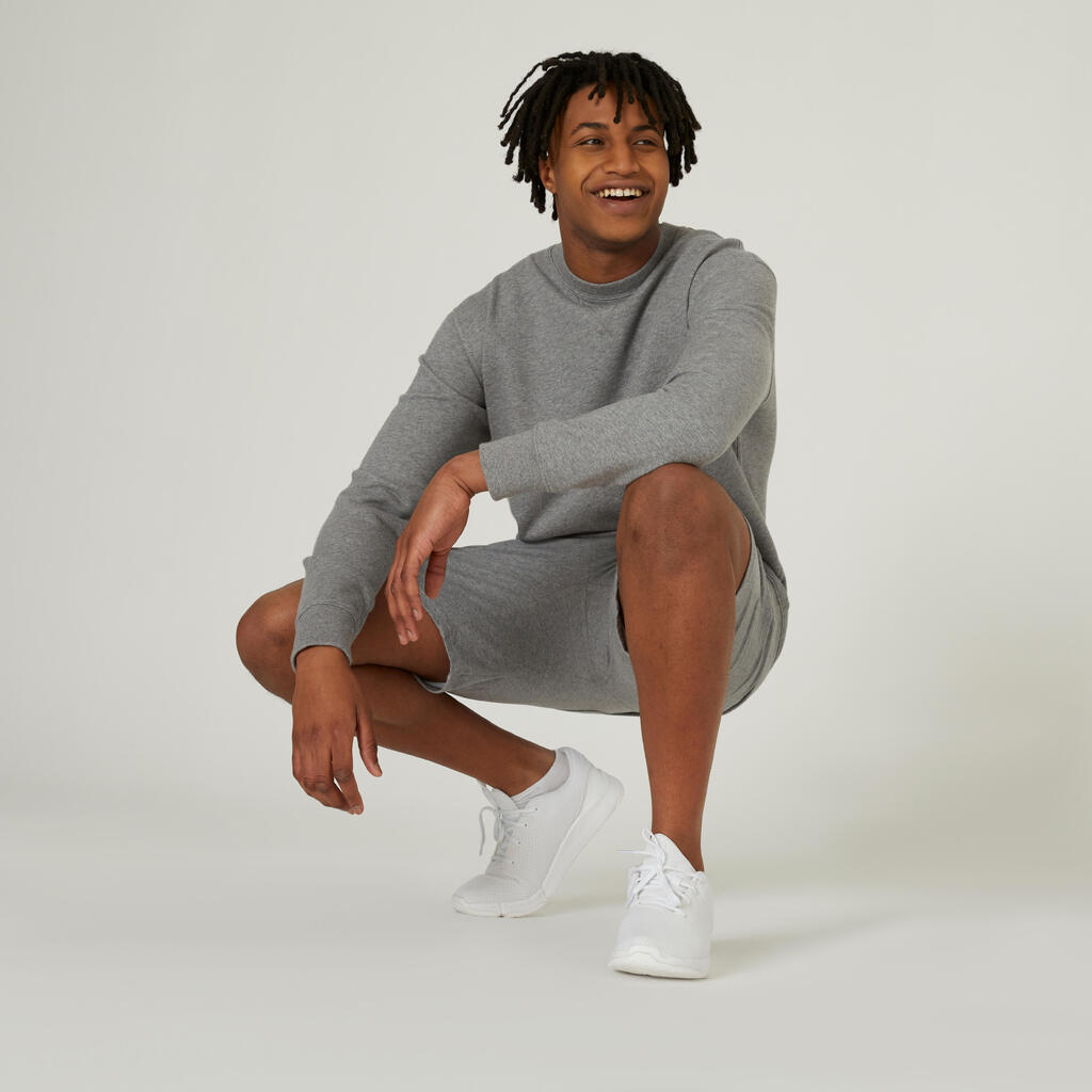 Men's Fitness Sweatshirt Essentials Crew 500 - Grey