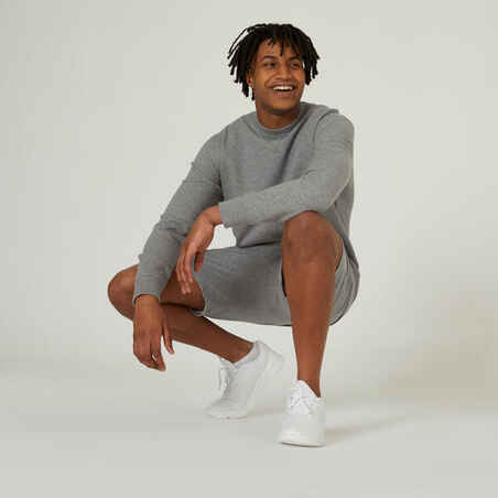 Vyriškas tiesaus kirpimo kūno rengybos sportinis džemperis su apvalia apykakle „Essential“, pilkas