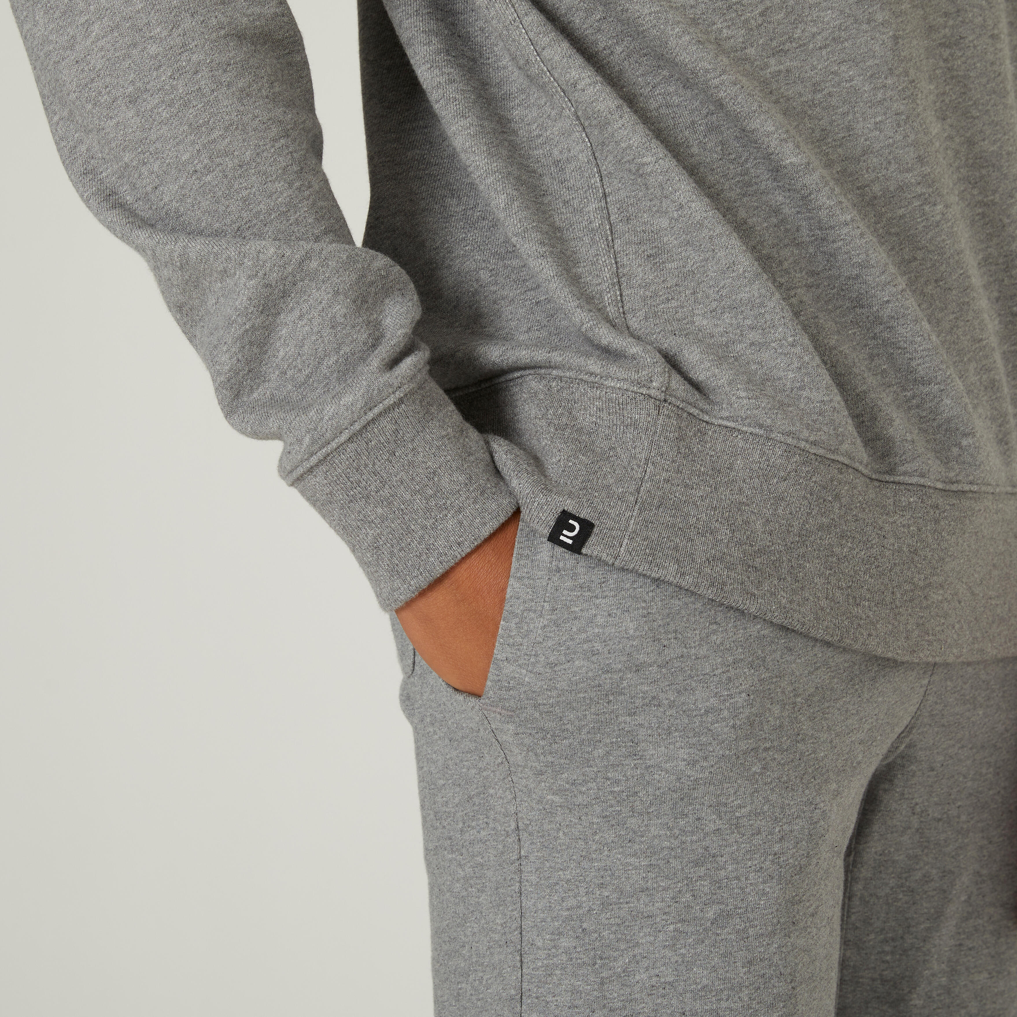 Men’s Fitness Sweatshirt - 500 Essentials Grey - DOMYOS