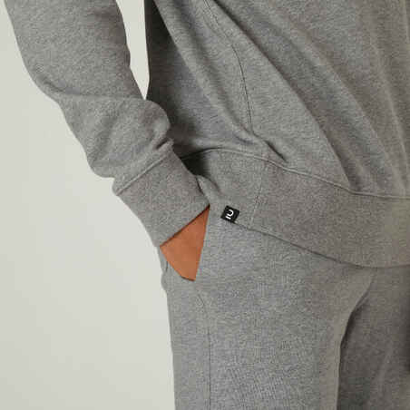 Men's Fitness Crew Neck Sweatshirt 500 Essentials - Grey