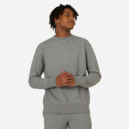 Vyriškas tiesaus kirpimo kūno rengybos sportinis džemperis su apvalia apykakle „Essential“, pilkas
