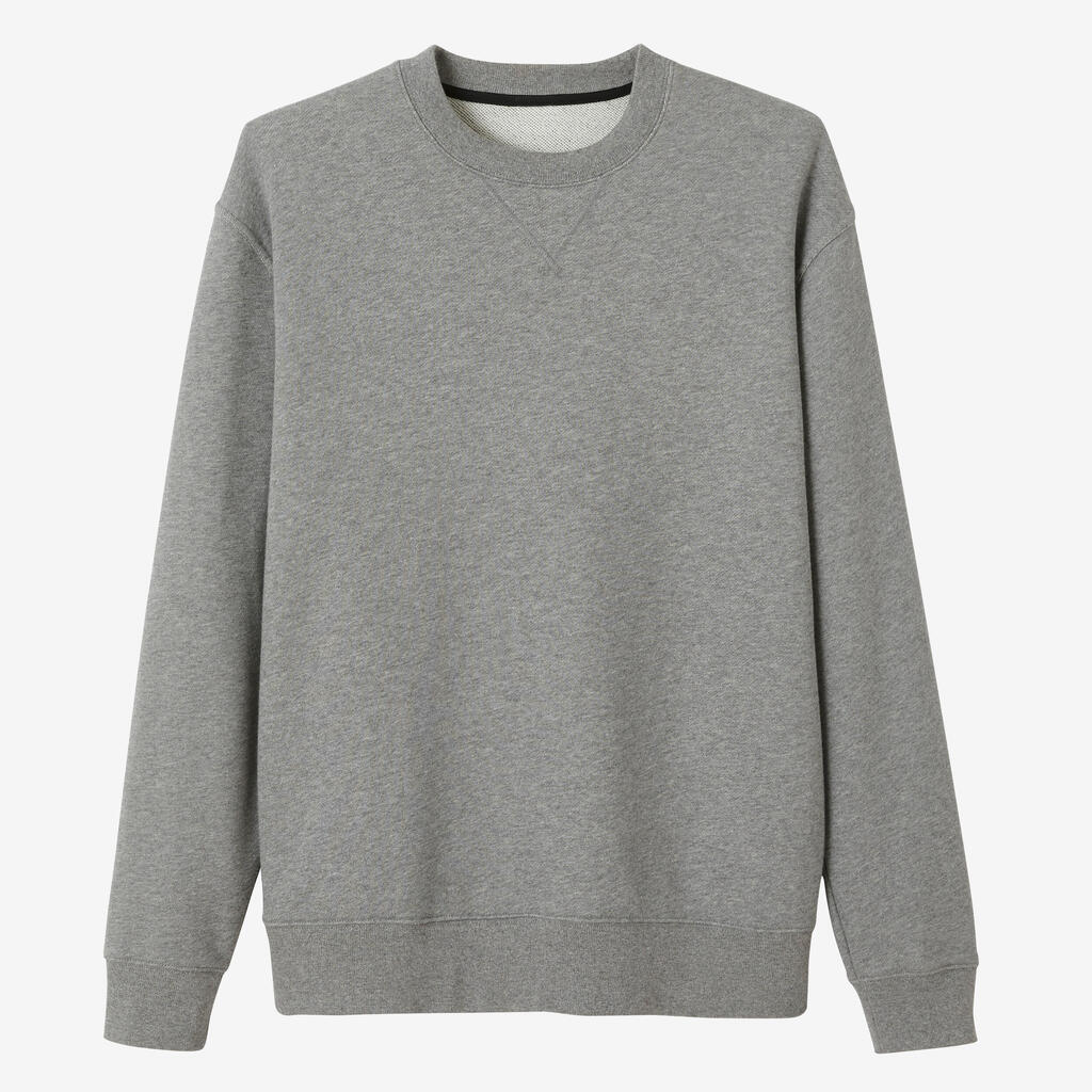 Men's Fitness Sweatshirt Essentials Crew 500 - Grey