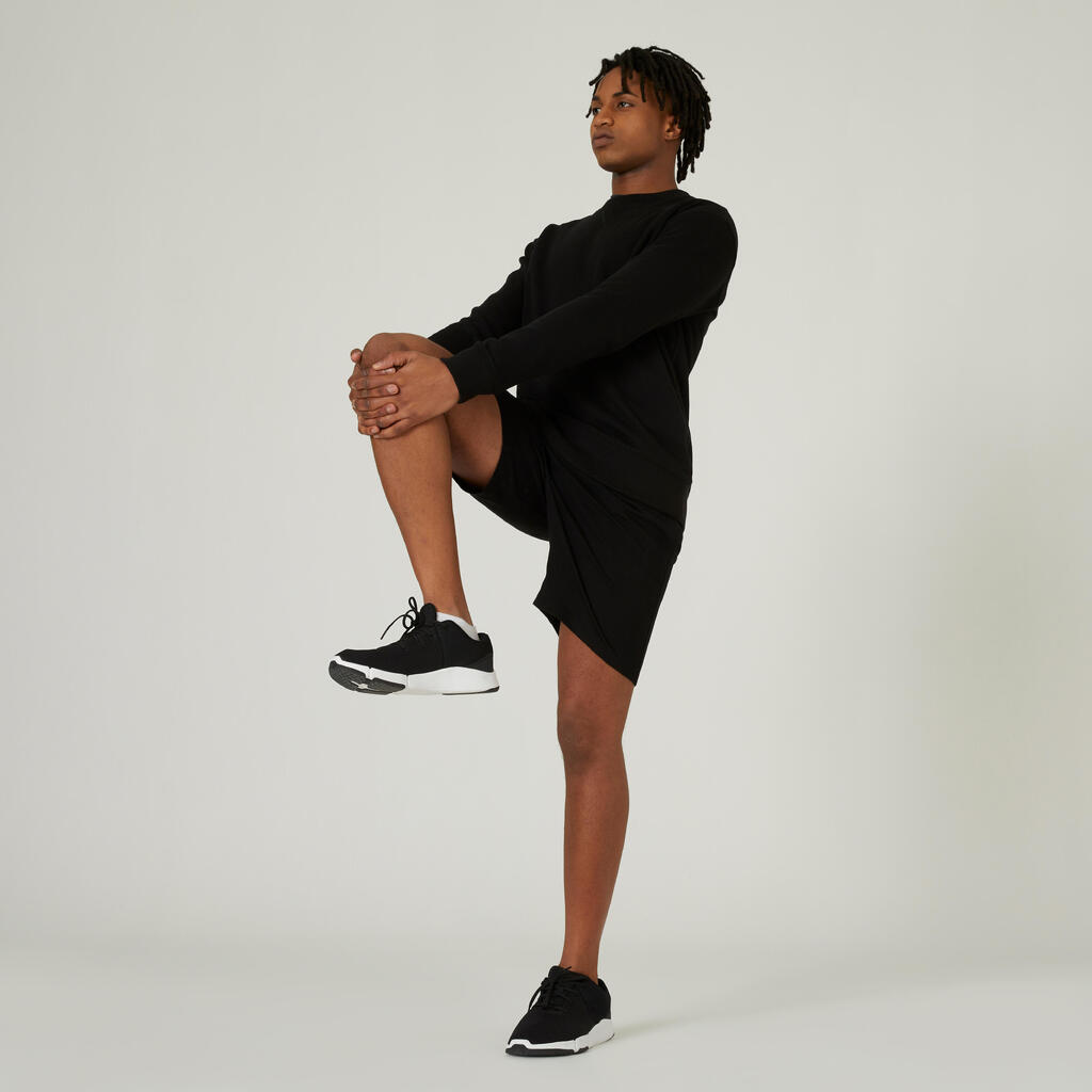 Men's Fitness Sweatshirt Essentials Crew 500 - Black