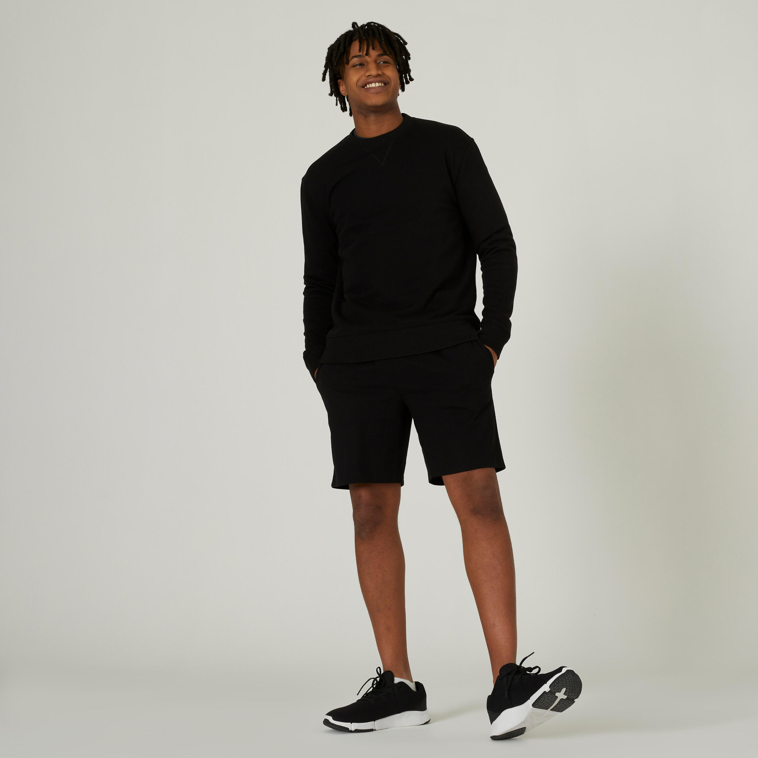 Sweat Fitness Homme - Crew 500 Essentials Noir 9/10