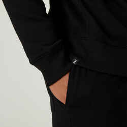Ανδρικό φούτερ με στρογγυλή λαιμόκοψη για Fitness 500 Essentials - Μαύρο