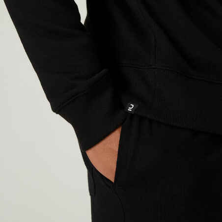 Vyriškas tiesaus kirpimo kūno rengybos sportinis džemperis su apvalia apykakle „Essential“, juodas