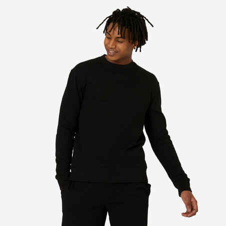 Vyriškas tiesaus kirpimo kūno rengybos sportinis džemperis su apvalia apykakle „Essential“, juodas