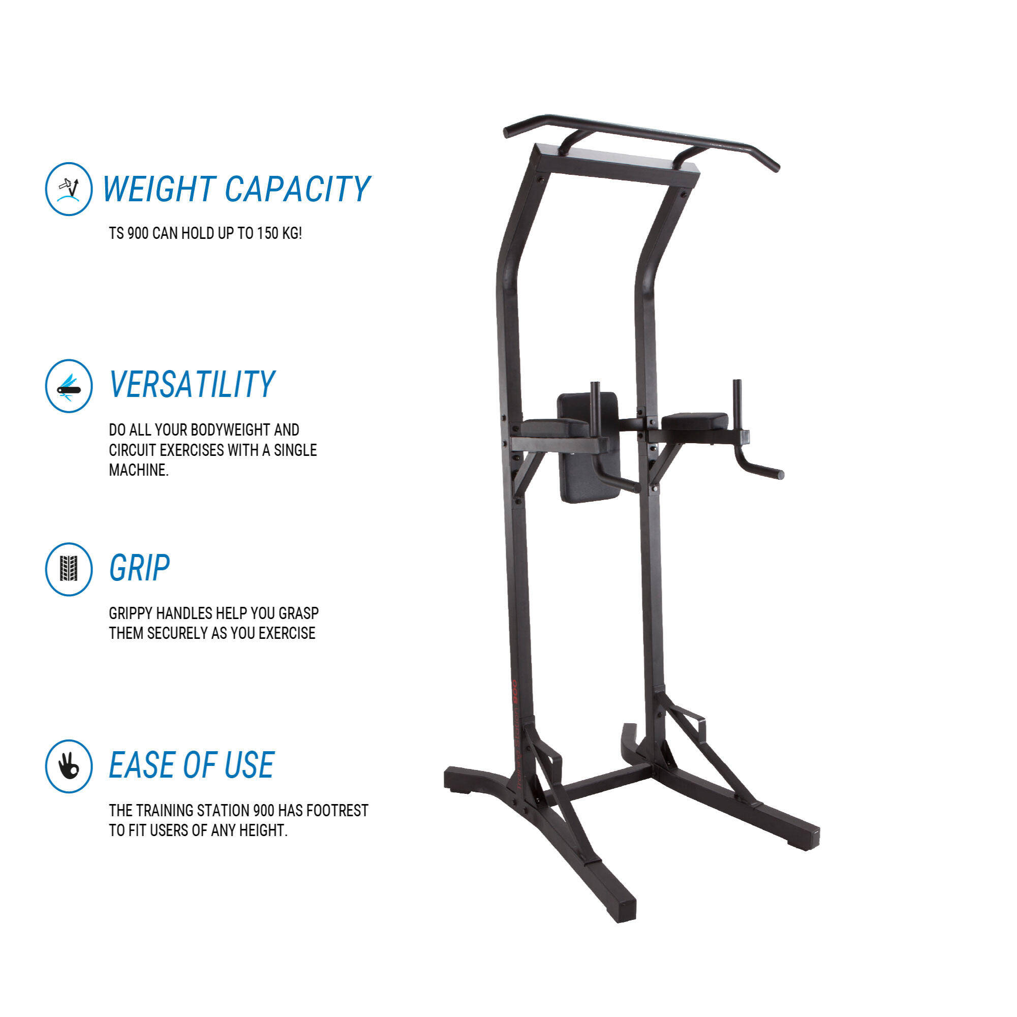 Gym Weight Training Pull Up and Dip Station Training Station 900 Black -  3