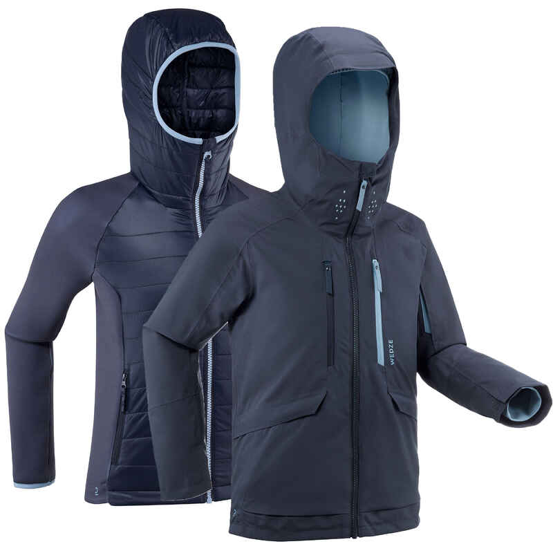 Skijacke Jungen 3-in-1 wasserdicht - FR 900 marineblau