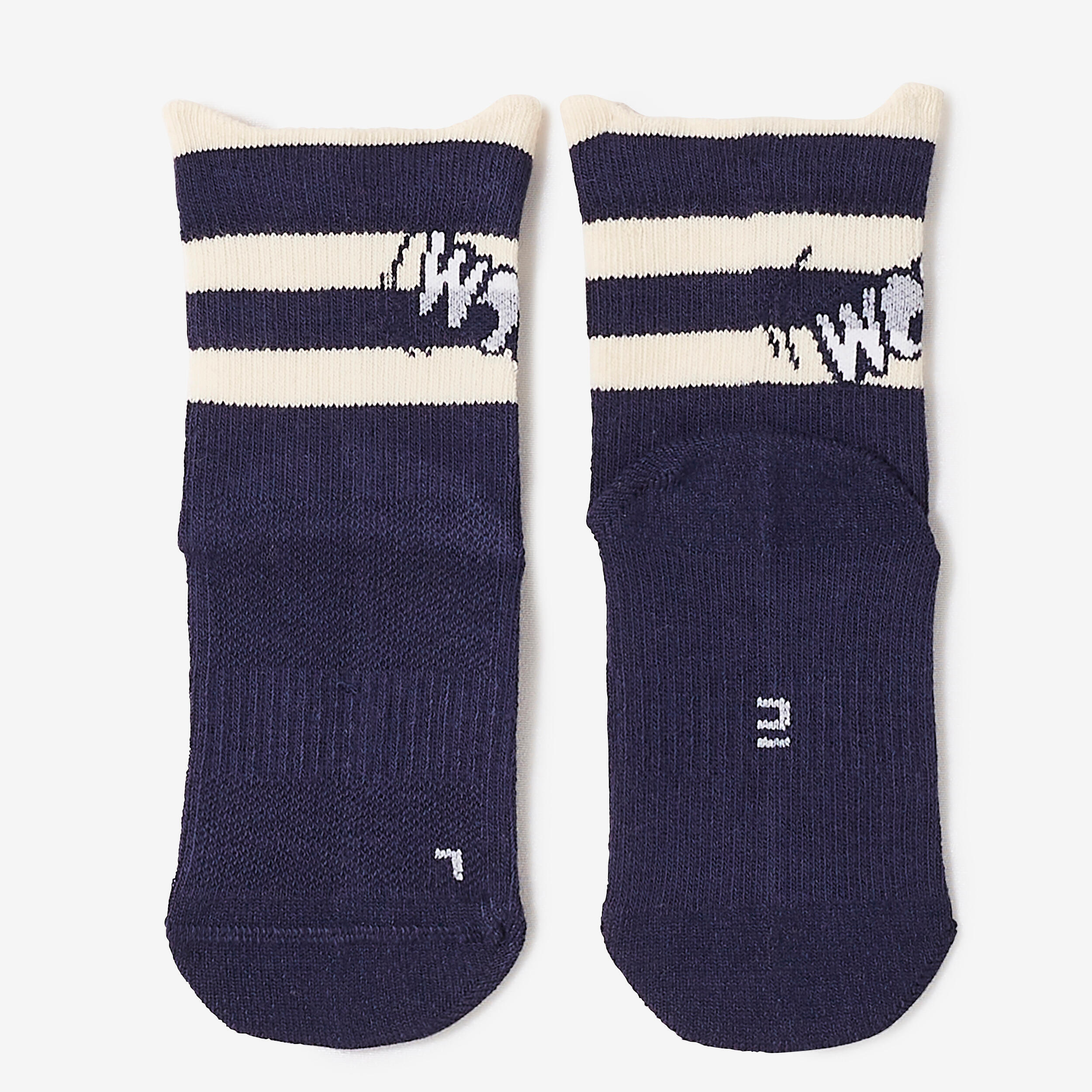 Kids' Non-Slip Mid-High Socks 600 - Blue with Pattern 2/2