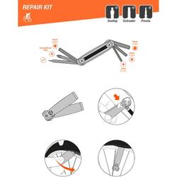 KIT DE RÉPARATION VÉLO (POMPE, DÉMONTE PNEUS, MULTITOOL)