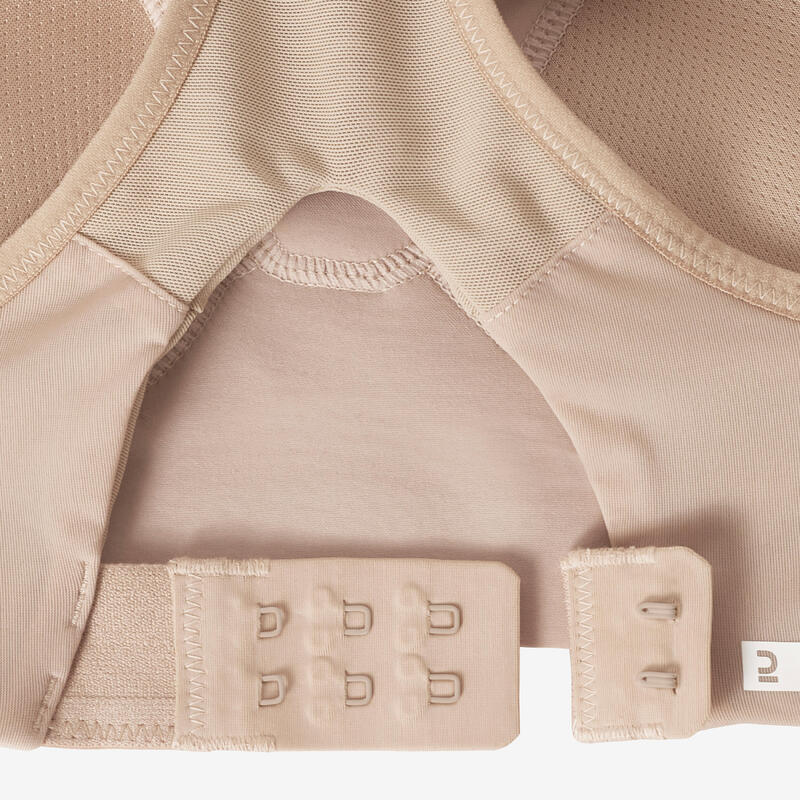 Onzichtbare sportbeha met padding voor hardlopen veel ondersteuning beige
