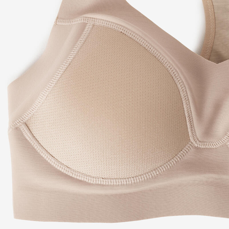 Women's invisible sports bra with high-support cups - Beige