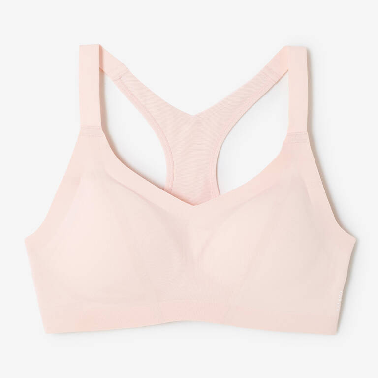 Women's High Support Adjustable Sports Bra with Cups - Pink - Decathlon